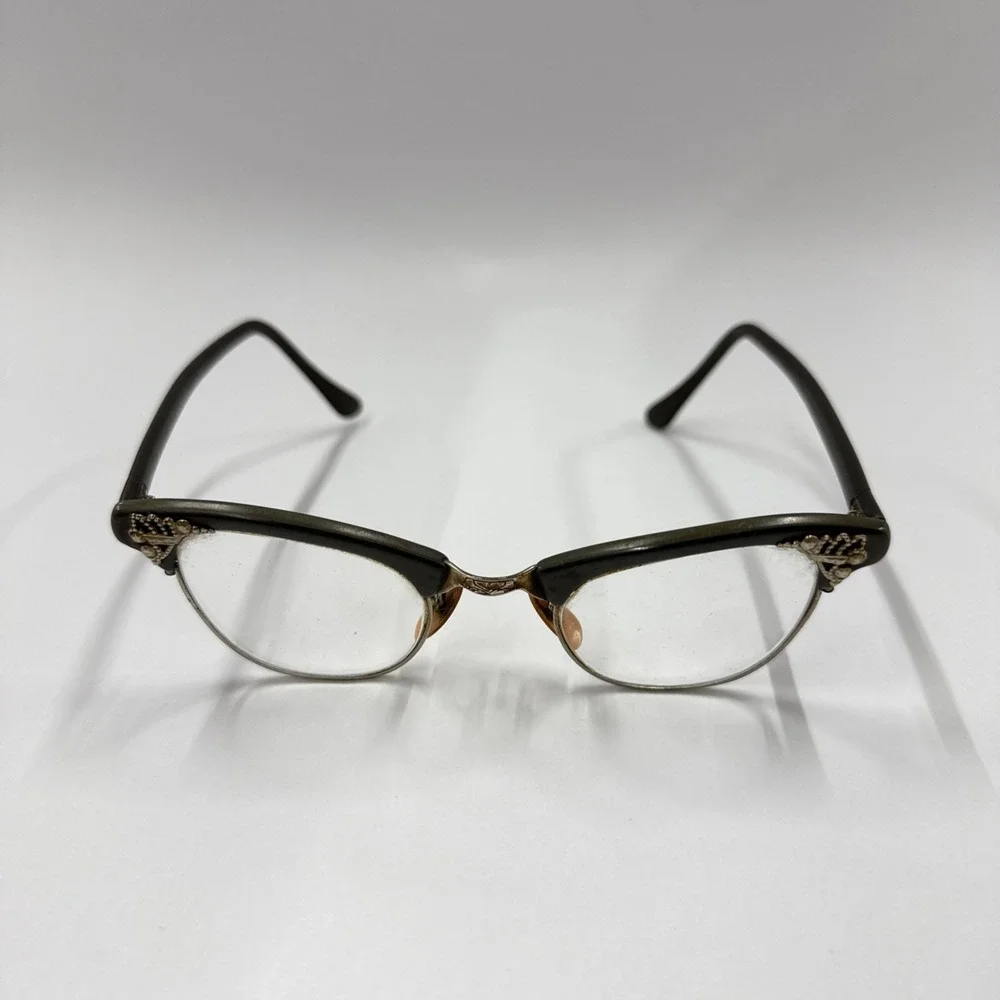 **FRAME ONLY** Vintage Art-Craft U.S.A. Cateye Browline Eyeglasses Alum‎